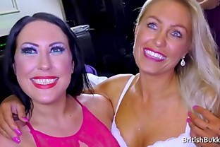 The bukkake circle with 2 British MILFs