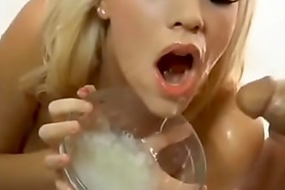 cumshot bukkake girl swallow