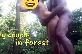 Crazy couple in forest
