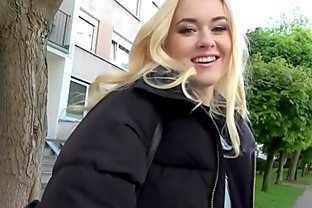 Public Agent Hot blonde student fucked doggy style in forest for cash