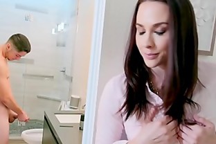 BANGBROS - Stepmom Chanel Preston Catches Son Jerking Off In Bathroom