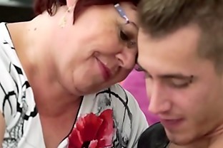 Fat grandma rides cock