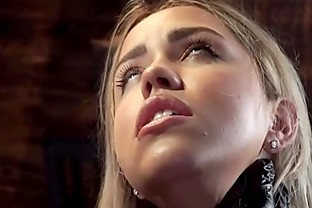 Blonde slave tormented in hogtie 5 min