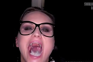 Premium Bukkake - Barbara Bieber swallows 14 gloryhole cum loads