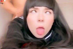Japanese Student Deep Sucking Dick and had Cowgirl Sex