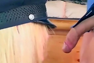 Pretty female cop fucking in gloves and stockings