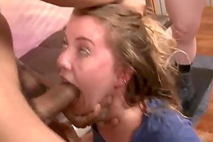 Dumb 18 Year Old Blonde Cries On Huge Cocks