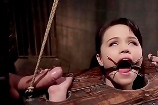 Spinner slave takes huge dick up her ass