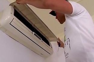 Super Hot slutty roommates share repairmans Fat Cock
