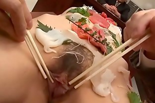Sushi girl is the main course of the office gangbang