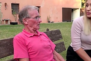 Blonde hot ass anal fucked by horny grandpa