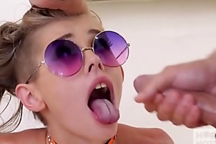 Skinny young babe meets guy online for anal sex