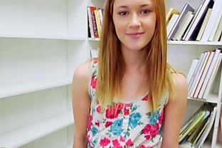 Tiny Redhead Sucks your Dick in the Library POV