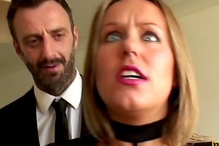UK sub slut rough doggystyled in stockings
