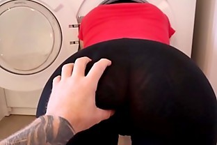 BIG TIT Big ASS Mature Aussie Step MOM Stuck In Washing Machine Trying To Wash Fucked By Step Son Then Left Helpless Covered In Cum - Melody Radford