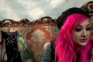 Punk rock slut rides dick