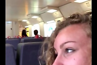 Angel Emily public blowjob in the train and cumswallowing !!