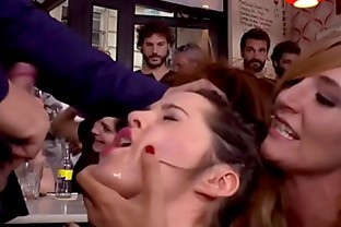 Mistress made babe fuck in public bar