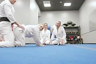 Self Defense Class Turns Into A Foursome Fuck Fest With A Big Cock