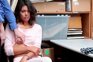 Pierced cutie punished by security guard for stealing