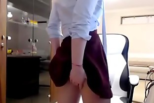 Blonde strip tease chat from office