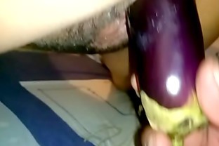 Fucking my wife with a big eggplant