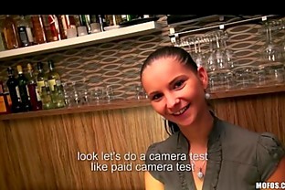 Stunning Czech bartender is paid for a sex session at work