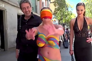 Body painted nakes slut in public