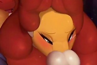 Renamon x Guilmon Blowjob Furry - 2 min