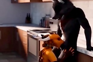 Furry Wolf Kitchen Blowjob Animation