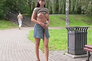 Jeans skirt flashing