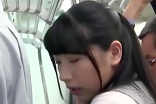 This sensitive Asian girl was molested in the train