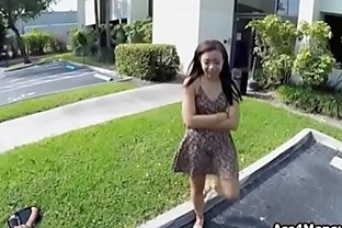 Perky ebony fucks outdoors on bike