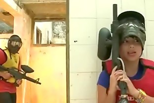 CULIONEROS - Sexy Latina with huge butt and boobs playing paintball