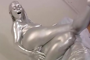 PORNSTARPLATINUM Mindi Mink Covered in Silver Before Teasing