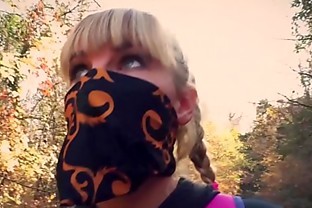 Outdoor blowjob. Stalker Karina sucked a dick to a guard at an abandoned camp
