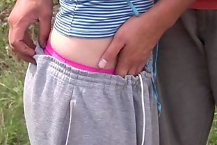 Small teenage pussy fucked outdoors
