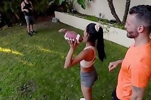 Tiny Mexican Teen Spinner Katya Rodriguez Takes On Two Big Cocks