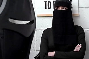 Sexy shoplifter have no choice but to obey the security guard