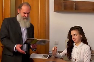 Tricky Old Teacher - Old teacher with her beautiful natural boobs Milana Witchs