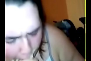 Sloppy blowjob BBW BBC saliva messy