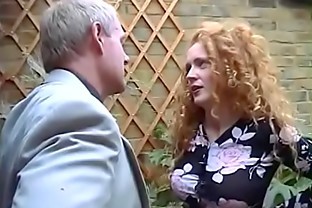 Busty whore in stockings gets her pussy licked by a mature hunk